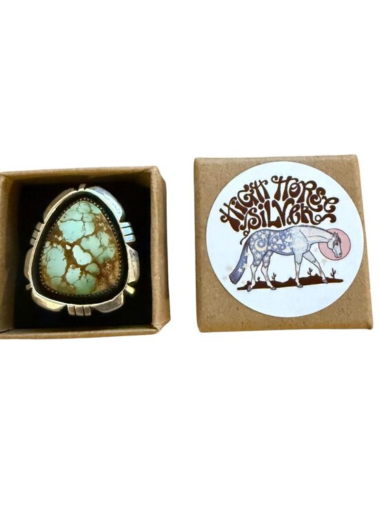 High Horse Silver Jewelry - High Horse Silver Montezuma Royston Turquoise & Sterling Saw-cut Shadowbox Ring
